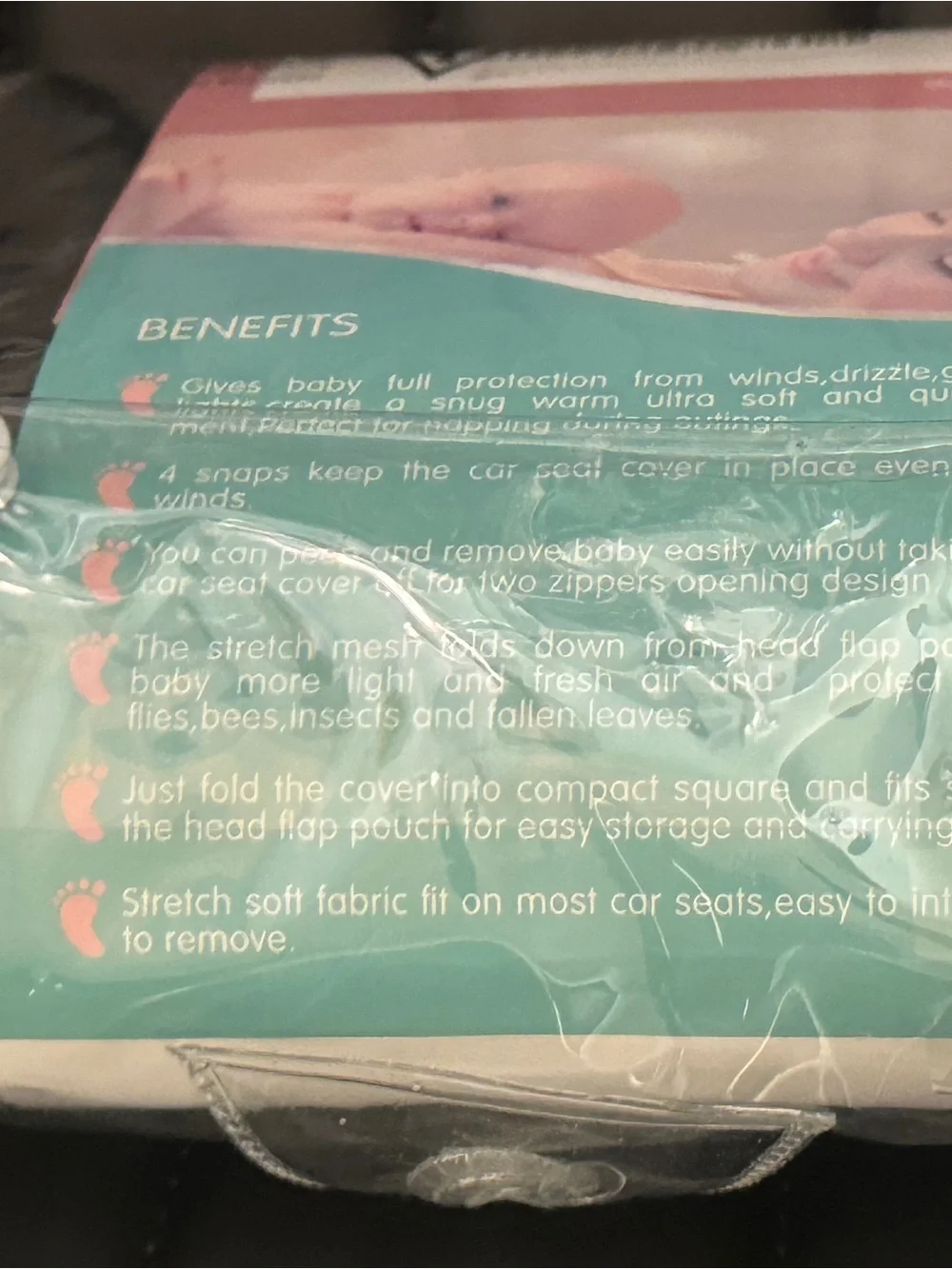 Infant Car Seat Cover in White with Pink Fox & Black Tree Print NEW in package